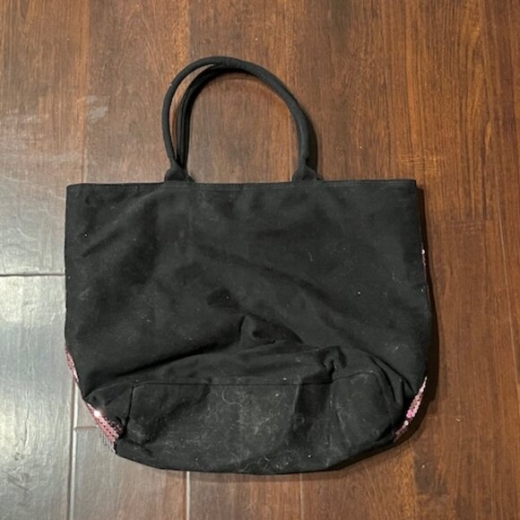 Victoria's Secret Pink Silver Stripe Sequin Bling Weekender Tote Bag - Picture 3 of 5